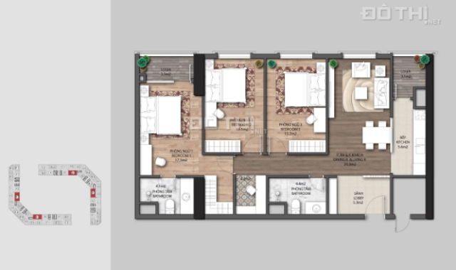 Bán căn hộ 99.6m2, 3PN, 2WC. Giá 3.1 tỷ CC The Emerald Mỹ Đình