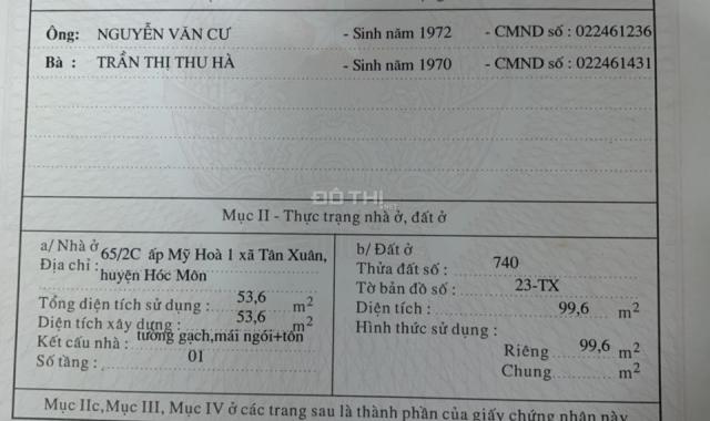 Nhà mặt tiền Đồng Tâm, xã Trung Chánh, Hóc Môn. Giá chỉ 3,7 tỷ TL