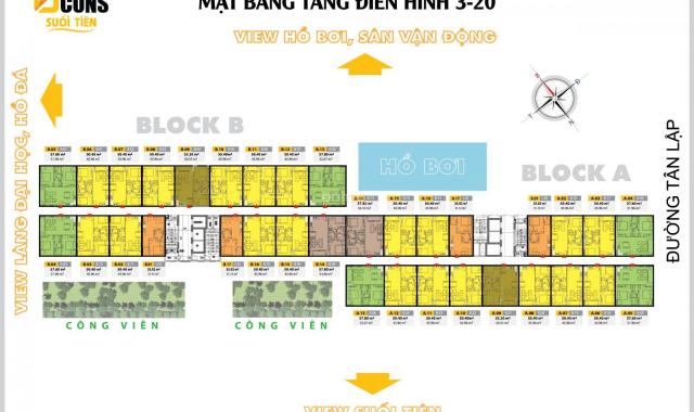 Căn hộ Bcons Suối Tiên, 2 PN, 2 WC DT 50.4 m2, hướng Đông Bắc. LH: 0906.226.149