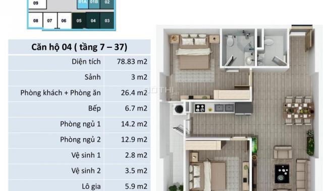 Bán căn 04, 79m2, 2PN, giá 1,4 tỷ tại chung cư Flc star tower Quang Trung, Hà Đông. Lh 0934515659