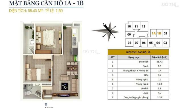 Bán căn hộ 58m2, 2PN, giá 1,3 tỷ tại CC FLC Star Tower 418 Quang Trung, LH 0934515659