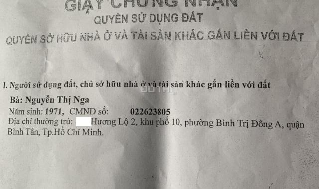 Chính chủ bán nhà cấp 4 mặt tiền Hương lộ 2, diện tích 132m2 xây tự do. Đã có sổ hồng