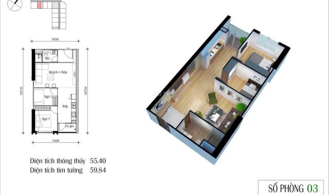 Bán căn hộ 2 PN CT2 dự án Ecogreen Nguyễn Xiển, hướng Đông Nam, view nội khu