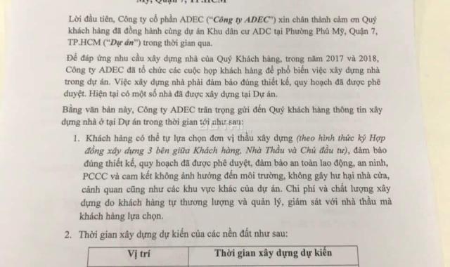 Bán đất dự án ADC, Nguyễn Lương Bằng, Quận 7, cơ hội đầu tư từ 56.5 triệu/m2