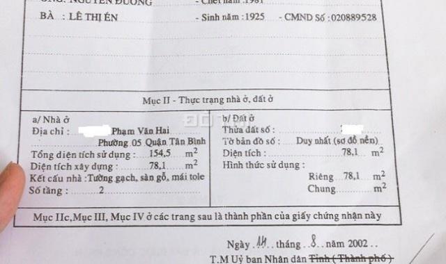 Cần bán nhà cậu ruột 4.4x16.7m, nở hậu 7,5m, giá 9 tỷ TL ít, P5, Tân Bình