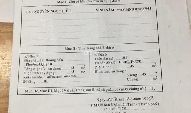 Bán nhà mặt tiền 181 Bùi Điền, Phường 4, Quận 8, DT đất 45m2, trệt, 3 lầu, giá 8 tỷ