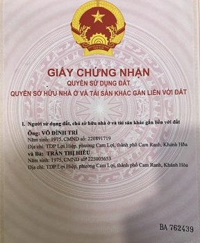 Chính chủ cần bán lô đất, phường Ba Ngòi, thành phố Cam Ranh, Khánh Hòa