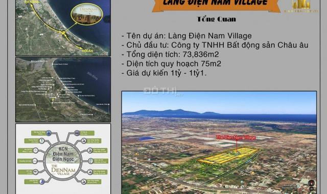 Bán đất nền dự án Làng Điện Nam Village, Điện Bàn, Quảng Nam, diện tích 75m2, giá 990 triệu