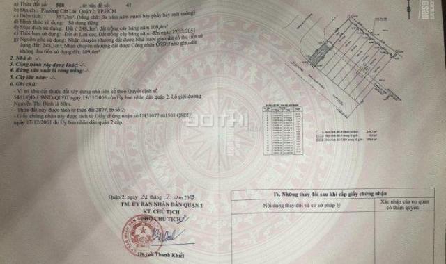 Bán đất mặt tiền Nguyễn Thị Định, Quận 2, đã có sổ hồng riêng. Ngân hàng cho vay 70%, xây tự do