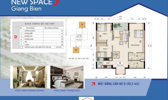 Bán căn góc 3PN 92,2m2 chung cư New Space Giang Biên, Long Biên, đã có sổ, miễn phí 5 năm phí DV