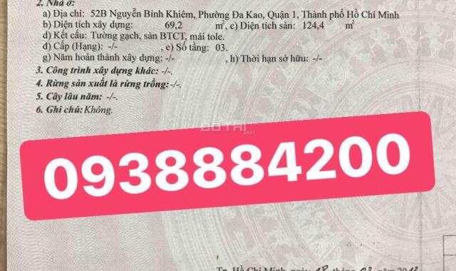 No.52 B-C Nguyễn Bỉnh Khiêm, Q.1, DT: 8.5x18m, GPXD được 1H, 8L, giá bán 70 tỷ - không đăng ảo