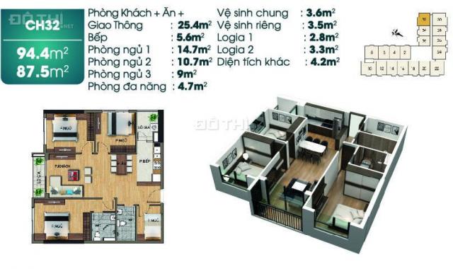 Bán căn 87.5m2 thiết kế 3PN + 1 view hồ Harmony, nội thất cao cấp, HT vay 0% 12 tháng, CK 150 triệu