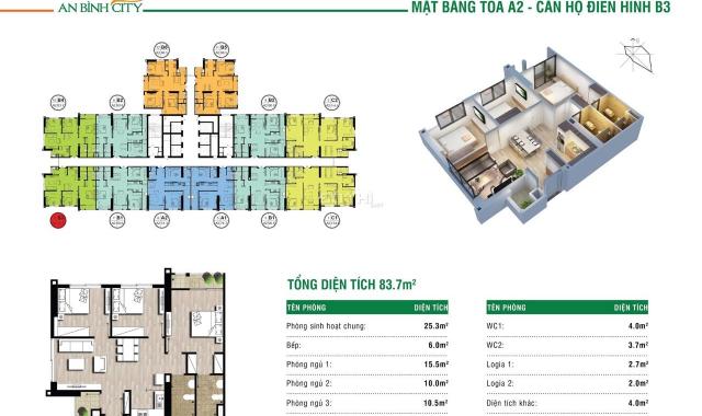 Chính chủ bán căn góc hướng ĐN, 3PN rẻ nhất dự án An Bình City, 2.95 tỷ bao phí full nội thất