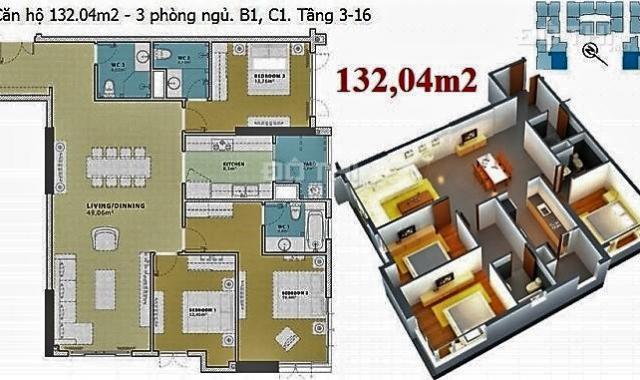 Bán căn góc 3 PN chung cư Thủy Lợi 4, Nguyễn Xí, Bình Thạnh. Diện tích 132m2 (3 PN - 3 WC)