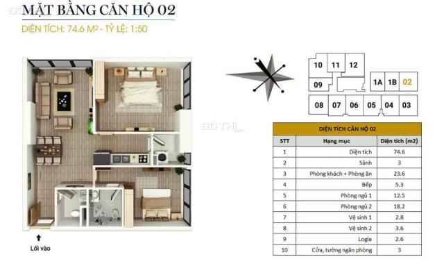 Bán căn góc 74m2, 2pn, nội thất cơ bản, giá 1,55 tỷ tại CC FLC Star Tower Quang Trung - 0946543583