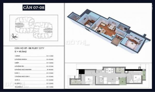 BÁn căn hộ chung cư Ruby City 3 Phúc Lợi, Long Biên, Hà Nội, diện tích 45 - 70m2, giá 19 tr/m2