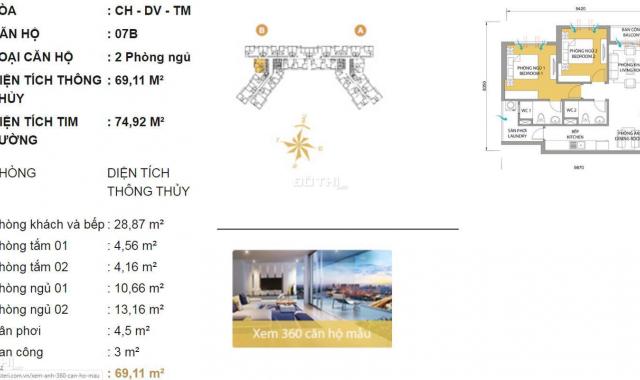 Bán căn hộ chung cư tại dự án Masteri Thảo Điền, Quận 2, Hồ Chí Minh, diện tích 74.92m2, giá 4.8 tỷ
