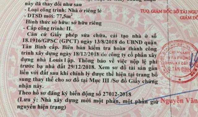 Nhà bán 52m2 xây dựng 1 trệt, 2 lầu hẻm Cống Lở, P. 15, Q. Tân Bình