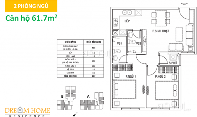 Bán căn hộ CC Dreamhome Residence Gò Vấp, 62m2, 2PN, 1 PK, bếp, 2 toilet