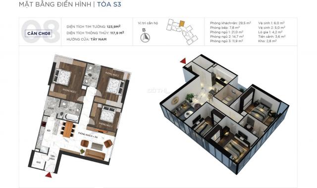 Sở hữu CH dát vàng Sunshine City Ciputra 118m2, giá 4.8 tỷ/3PN, tặng 130tr, CK 15%, HTLS 0% 30th