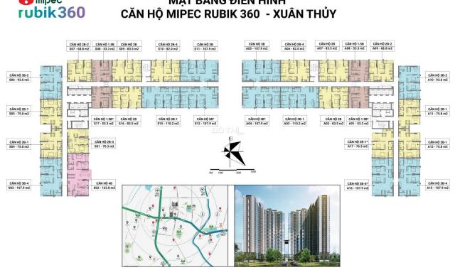 Bán căn hộ Mipec Rubik 360 Xuân Thủy, diện tích 53m2, 2PN, chiết khấu 6%, giá 2.3 tỷ. LH 0989825369