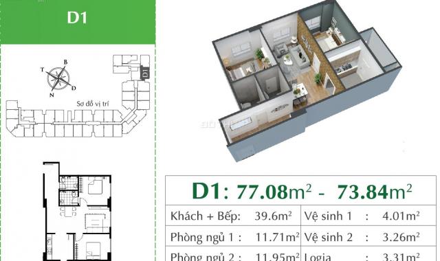 Căn hộ góc 2 phòng ngủ tuyệt đẹp, hàng hiếm dự án Eco City Việt Hưng, hỗ trợ LS 0% 24 tháng
