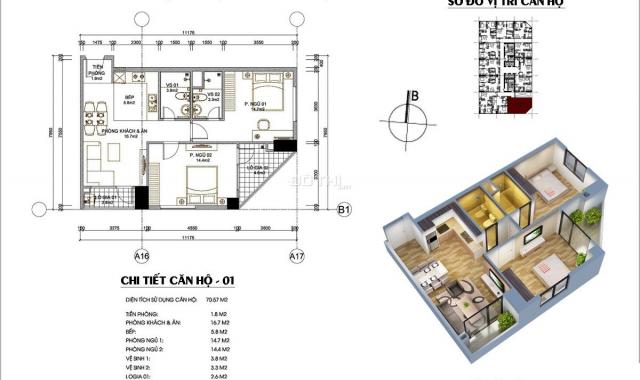 Bán căn hộ chung cư tại dự án FLC Garden City, Nam Từ Liêm, Hà Nội, diện tích 50m2, giá TT 800tr