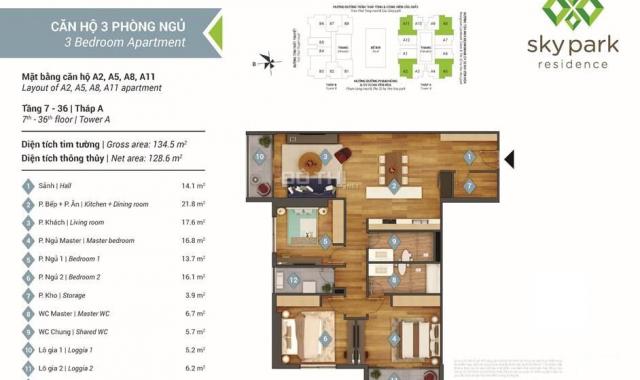 Các căn cần chuyển nhượng, giá tốt chung cư Sky Park Residence, số 3 Tôn Thất Thuyết