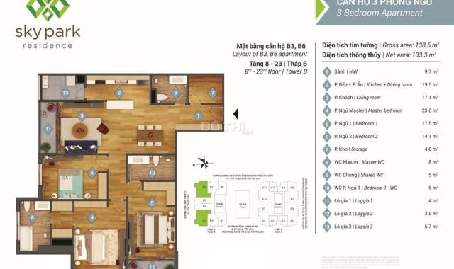 Các căn cần chuyển nhượng, giá tốt chung cư Sky Park Residence, số 3 Tôn Thất Thuyết
