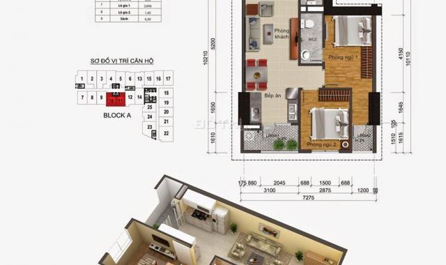 Rẻ nhất Hà Nội, bán gấp căn hộ 65,3m2 tòa A Gemek 1, Hoài Đức, 2 PN, 2 WC, giá siêu rẻ 1,050 tỷ