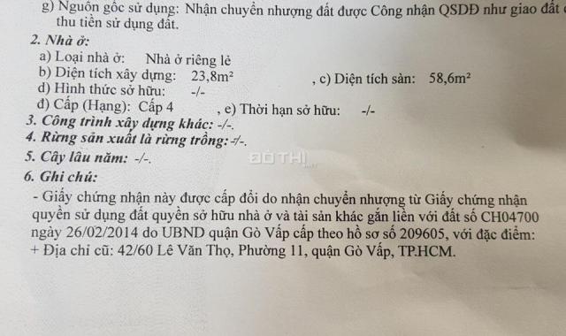 Bán nhà hẻm 102 Lê Văn Thọ, phường 11, Gò Vấp, 3,1 x 8.7m, 1 lầu, 4PN