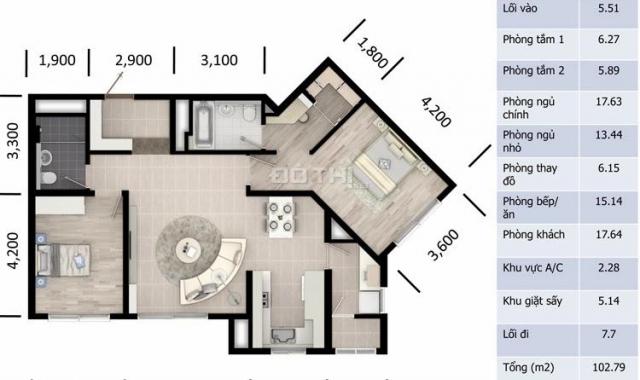 Bán căn hộ chung cư 103m2 tầng 28 BC Đông Bắc, Hyundai Hillstate Hà Đông