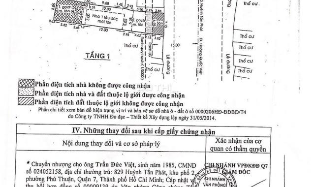 Bán nhà mặt tiền đường Huỳnh Tấn Phát, P. Tân Phú, Quận 7, TP. HCM, 7.13x33m, 27 tỷ