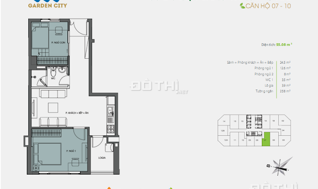 Bán căn hộ chung cư tại dự án FLC Garden City, đối diện Aoen Mall, DT 52.33m2, giá gốc 16.8 Tr/m2