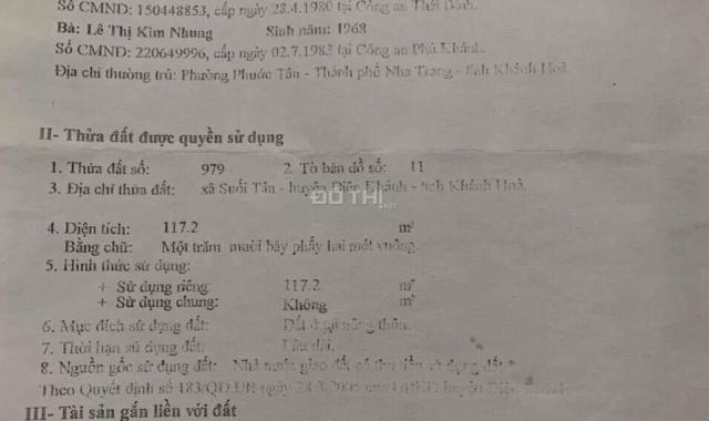 Bán lô góc 2 mặt tiền trong khu trung tâm xã Suối Tân, Cam Lâm. DT 117.2m2