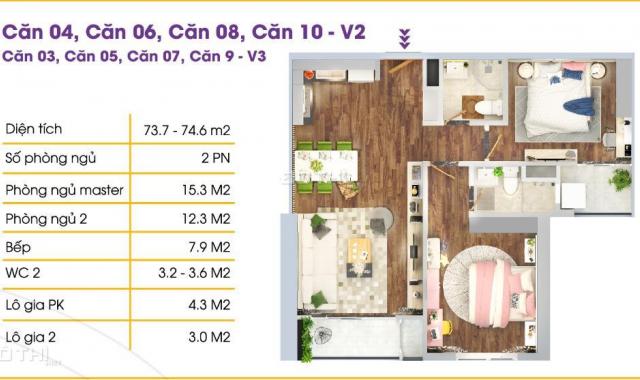 Bán căn hộ 2PN 2VS, 74m2, chỉ với 1,7 tỷ tại The Terra An Hưng, cách Aeon Hà Đông 2km
