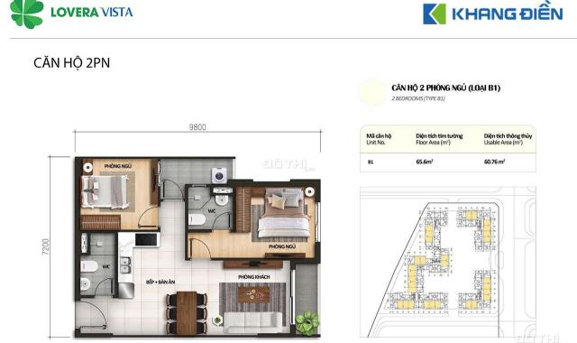 Căn hộ Lovera Vista của Khang Điền HCĐT 65 m2 - chỉ 1.9 tỷ. LH: 0908991827