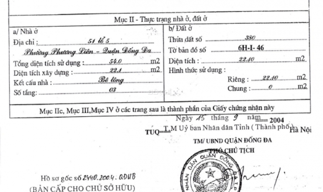 Bán nhà riêng tại phố Kim Hoa, Phường Phương Liên, Đống Đa, Hà Nội, 2.2 tỷ