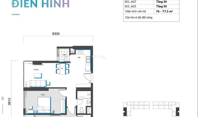 Chung cư Mipec Xuân Thủy 2PN, 2WC chỉ 2,9 tỷ