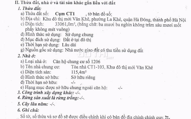 Ngân hàng thanh lý CC CT1 Usilk Văn Khê, Hà Đông, Hà Nội - 115.4m2