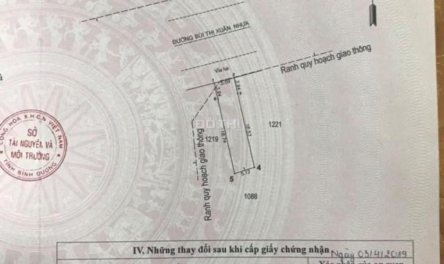 Đất mặt tiền đường Bùi Thị Xuân, Tân Bình, Tp Dĩ An. DT: 5,1x18m = 115m2 thổ cư 70m2
