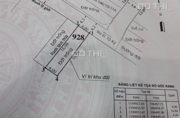 Bán đất 2 sẹc Đông Hưng Thuận 17, Quận 12, 4mx16m, đường 6m, giá 3,6 tỷ