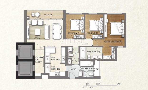 Cần bán căn hộ tại The Nassim 3PN, 119m2 tầng cao không nội thất view đẹp