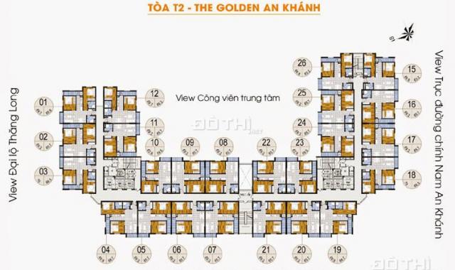 Chấp nhận cắt lỗ, chính chủ bán gấp căn hộ 63m2, 2 PN 18T2 The Golden An Khánh, Hoài Đức