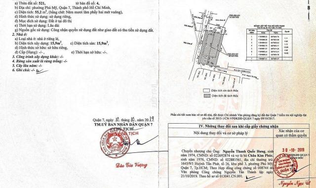 Cần bán lô đất thổ cư đường Huỳnh Tấn Phát, Quận 7, DT 4,6x12m. Giá 3,9 tỷ