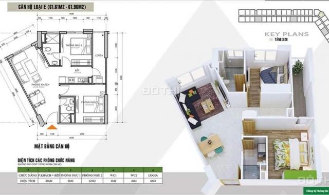 Chính chủ bán gấp CHCC 62m2, 2 pn tòa HH2F Xuân Mai Dương Nội, nhà rộng, mới, nở hậu thoáng mát