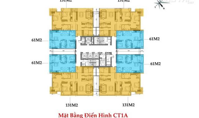 Chính chủ cần bán gấp căn hộ 61m2 - 2PN - 2VS tại CT1A dự án Iris Garden số 30 Trần Hữu Dực