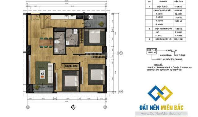 Bán căn hộ chung cư tại dự án chung cư CT5 - CT6 Lê Đức Thọ, Nam Từ Liêm, Hà Nội, DT 103.21m2