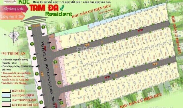 Đất 1 sẹc đường Tam Đa DT: 51.1m2 (4.2m x 12,3m) hướng Tây Nam, giá: 2,23 tỷ LH: 0903377500