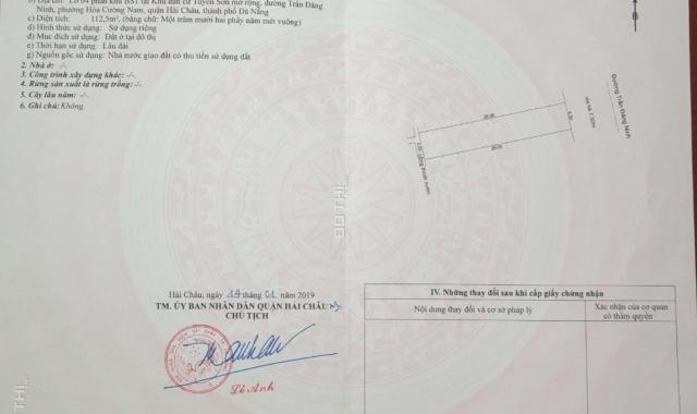 112.5m2 mặt tiền Trần Đăng Ninh - Hải Châu - Đà Nẵng - Đối diện trường Skyline